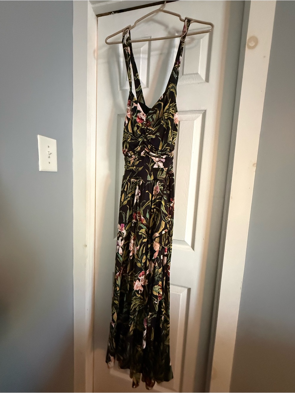 Anthropologie Maeve Maxi Dress with Pink & Green Floral Print